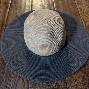 KOORINGAL Two-Tone Tan and Black Wide Brim Hat Size 57 CM OS